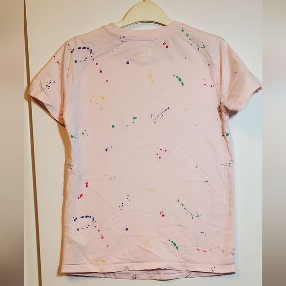 X-Small Gap Pink Graphic Tee with Colorful Accents Paint Splatter 100% Cotton - Picture 7 of 7